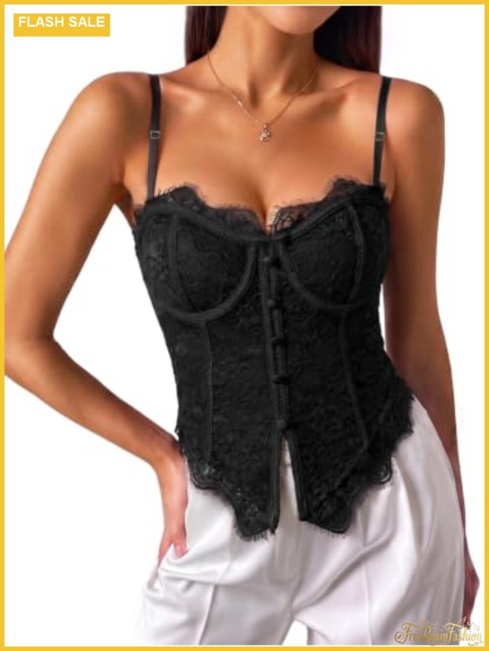 Women's Lace Mesh Underwire Corset Top V-Neck Buckle Y2K Party Bustier